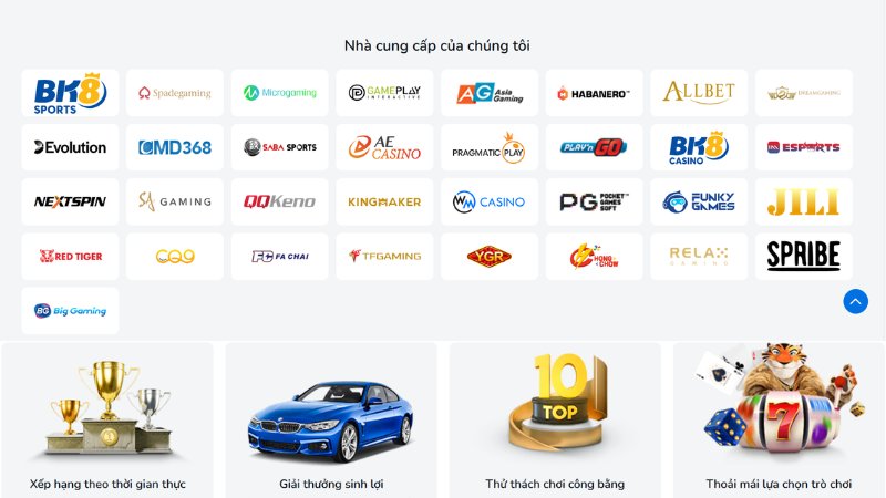 BK8 hợp tác với hơn 30 nhà phát hành game lớn trên thế giới